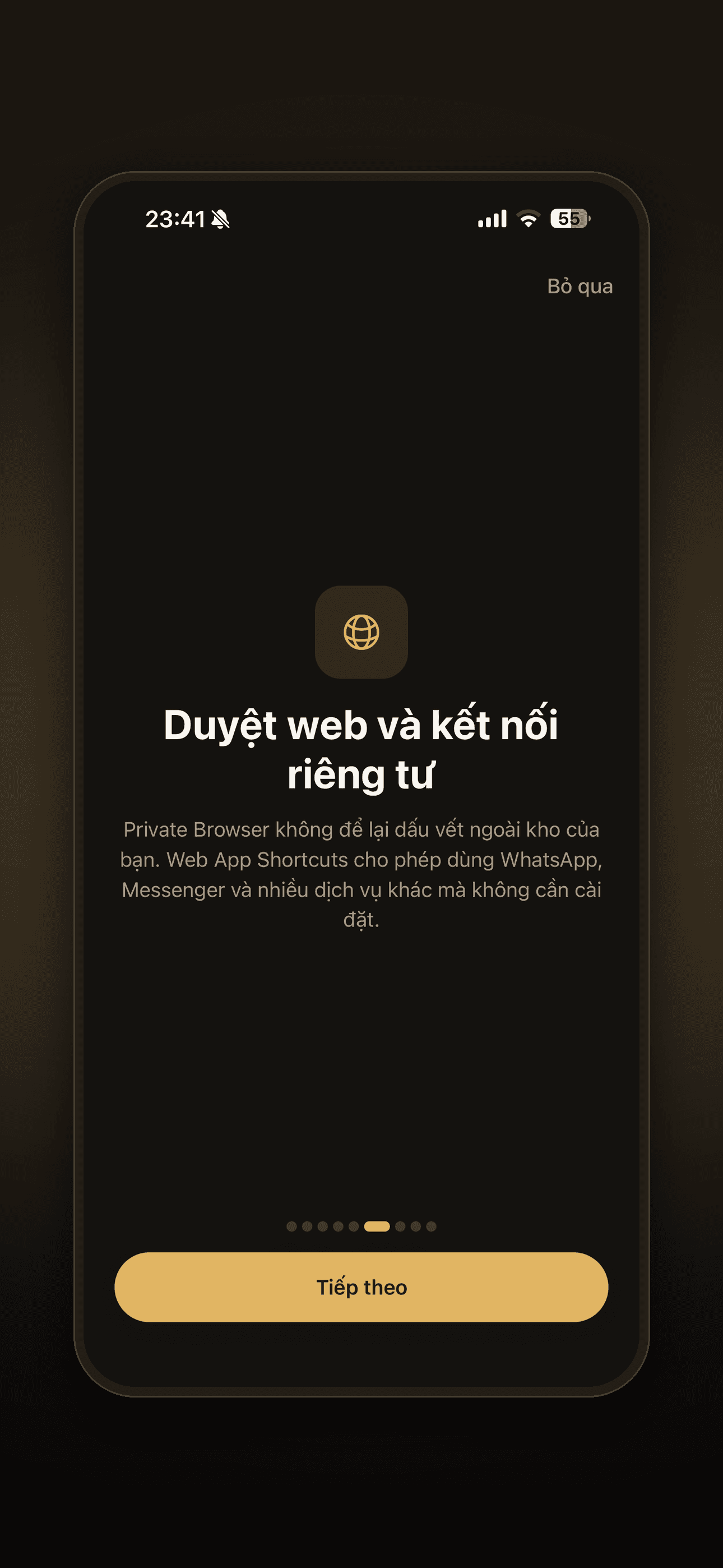 Màn hình trình duyệt riêng tư trong Lockboxy